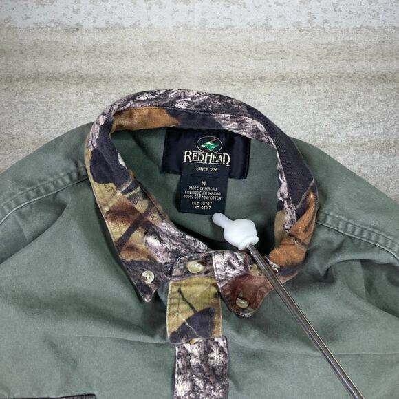 Vintage 90s Redhead Mossy Oak Button Up Shirt Mens M Hunting Camo Long Sleeve - Picture 3 of 3